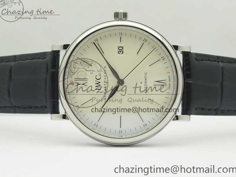 MIROTIME 0730 Portofino Automatic SS MKF 1:1 Best Edition White Dial On Black Leather Strap MIYOTA 9015 V Original 7204